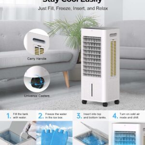 Evaporative Air Cooler with Remote & Timer, 2200+ CFM Portable Fan That Blows Cold Air for Large Room, Home Office, Bedroom - 2.1Gal High-Capacity Tank, 3 Modes, Whisper Quiet 30dB & Sleep Mode - Image 5