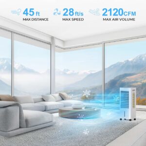 Evaporative Air Cooler with Remote & Timer, 2200+ CFM Portable Fan That Blows Cold Air for Large Room, Home Office, Bedroom - 2.1Gal High-Capacity Tank, 3 Modes, Whisper Quiet 30dB & Sleep Mode - Image 7