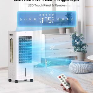 Evaporative Air Cooler with Remote & Timer, 2200+ CFM Portable Fan That Blows Cold Air for Large Room, Home Office, Bedroom - 2.1Gal High-Capacity Tank, 3 Modes, Whisper Quiet 30dB & Sleep Mode - Image 8