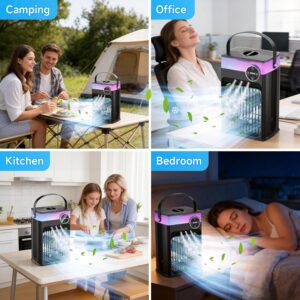 Portable Air Conditioners, 4 in 1 Evaporative Air Cooler with 1200ML Tank, Queit Cooling Fan with Remote Control, 2-8H Timer, 3 Modes & 8 LED Lights, Personal AC Unit for Bedroom, Office and Camping - Image 8