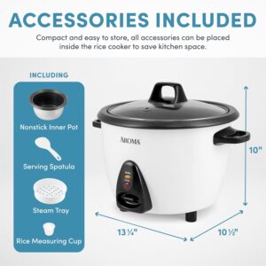 AROMA Rice Cooker, 10-Cup (Uncooked) / 20-Cup (Cooked), Steamer, Auto Keep Warm, Soup Maker, Oatmeal Cooker, Large Rice Cooker, 5 Qt, White, ARC-360-NGP - Image 3