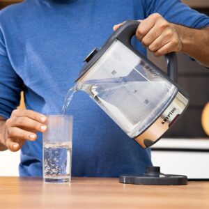 KRYPTON Electric Cordless Glass Kettle with Boil Dry Protection, Detachable Power Base, Auto Shut Off, Fast Boil & Easy to Clean and Ideal for Hot Water, Tea or Coffee 2 L 1500 W KNK6221 Black/Silver - Image 4