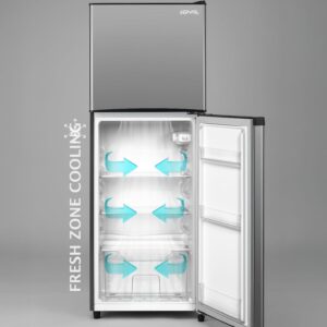 EGNRL 195L Gross/127L Net Capacity, Double Door Refrigerator, EGR195S | Fast Cooling, Energy Saving & Low Noise |Recessed Handle, R600A, Inside Condenser, Dark Silver Color, One Year Warranty 127 L 120 W 6290361455265 Dark Silver - Image 3