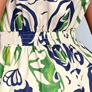 Fashion Print Gathered Craft Holiday Dress, Stylish Women's Casual Wear, Perfect for Vacation - Image 4