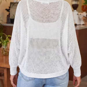 GIBSIE Plus Size Batwing Sleeve Sequined Knitted Top Women's Spring Summer See Through Solid Color Pullover Female Knitwear - Image 2