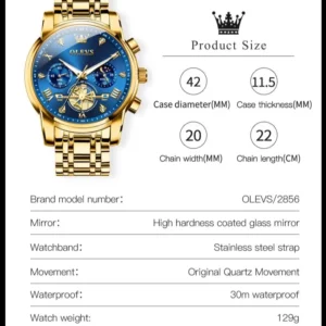 OLEVS Men's Watches Classic Multifunctional Flywheel Design Stainless steel Waterproof Moon Phase Men's Wristwatches 2024 Trend - Image 5