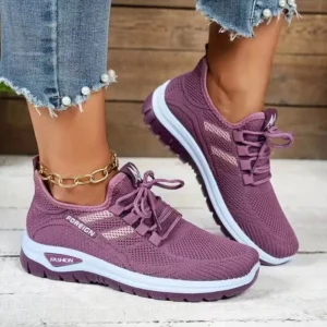 Women's shoes, soft soles, not tired feet,summer sneakers platform shoes, flying weaving, breathable women's sneakers shoes - Image 1