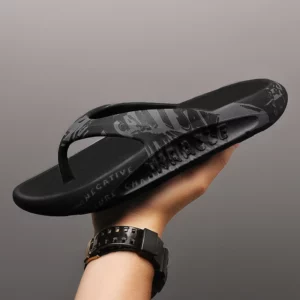 Printed male and female couples large size EVA high elastic flip-flops thick-soled lightweight slippers for outdoor beach shoes - Image 1