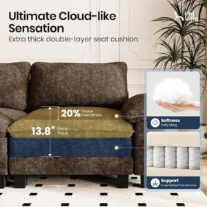 PHI VILLA Cloud Modular Couch Sets, 123.6" Sectional Sofa with U-Shaped Chaise, 5-Seater Couches with 2 Movable Ottomans for Living Room, Chenille Fabric, Taupe - Image 3