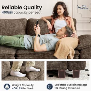 PHI VILLA Cloud Modular Couch Sets, 123.6" Sectional Sofa with U-Shaped Chaise, 5-Seater Couches with 2 Movable Ottomans for Living Room, Chenille Fabric, Taupe - Image 5