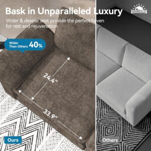 SUNSHINE VALLEY L Shaped Modular Cloud Couch, 123.6'' Comfy Chenille Sectional Sofa with Wider Armrest and Ottoman, Upholstered 4-Seat Modern Deep Seat for Bedroom Living Room, Taupe Gray - Image 3