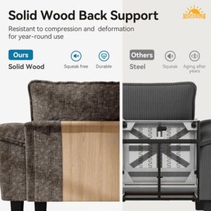 SUNSHINE VALLEY L Shaped Modular Cloud Couch, 123.6'' Comfy Chenille Sectional Sofa with Wider Armrest and Ottoman, Upholstered 4-Seat Modern Deep Seat for Bedroom Living Room, Taupe Gray - Image 6
