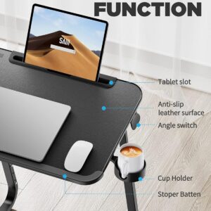 SAIJI TV Tray Table - Heavy Duty Extra Large TV Trays, Upgraded Dinner Trays for Eating on Couch, Tilt & Height Adjustable Snack Table Laptop Desk for Sofa, Bedside and Recliner - Image 8