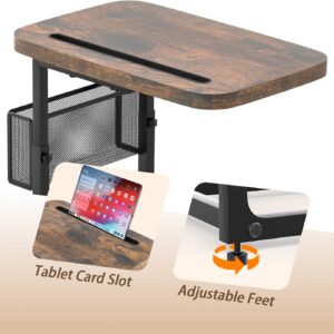 Fashion TV Tray Table with Large Tabletop, Adjustable Sofa Table with Storage Baskets, Strong Metal Frame, Tv Dinner Tray Table for TV Watching, Meals, Snacks (Square, Brown, 16.93inch x 12.6inch) - Image 6