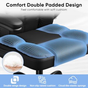 Kensaker Ergonomic Executive Office Chair with Adjustable Headrest & 90° Flip-Up Arms, High Back PU Leather Computer Desk Chair with 135° Rocking & Double Padding for Home Office Comfort, Black - Image 4