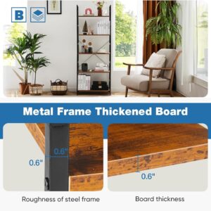 DUMOS 5 Tiers Bookshelf, Classical Modern Book Shelf, Tall Display Shelves in Living Room/Home/Office, Storage Organizer for CDs/Books/Movies, Rustic Brown - Image 5