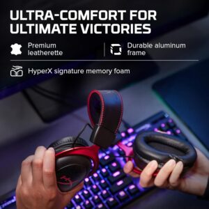 HyperX Cloud II Gaming Headset - 7.1 Surround Sound - Memory Foam Ear Pads - Durable Aluminum Frame - Multi Platform Headset - Works with PC, PS4, PS4 PRO, Xbox One, Xbox One S - Red-4P5M0AA - Image 5