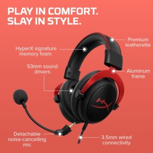 HyperX Cloud II Gaming Headset - 7.1 Surround Sound - Memory Foam Ear Pads - Durable Aluminum Frame - Multi Platform Headset - Works with PC, PS4, PS4 PRO, Xbox One, Xbox One S - Red-4P5M0AA - Image 7
