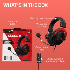 HyperX Cloud II Gaming Headset - 7.1 Surround Sound - Memory Foam Ear Pads - Durable Aluminum Frame - Multi Platform Headset - Works with PC, PS4, PS4 PRO, Xbox One, Xbox One S - Red-4P5M0AA - Image 8