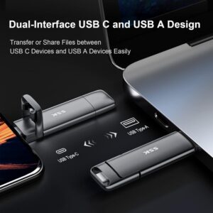SSK 512GB External SSD Up to 550MB/s, Fast Speed Dual Flash Drive Type C+ USB A 3.2 Gen 2 External Solid State Drive, Memory Stick Data Storage for Windows/Mac/iPhone 15/Android Phone/PS4 - Image 4