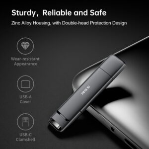 SSK 512GB External SSD Up to 550MB/s, Fast Speed Dual Flash Drive Type C+ USB A 3.2 Gen 2 External Solid State Drive, Memory Stick Data Storage for Windows/Mac/iPhone 15/Android Phone/PS4 - Image 6