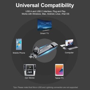 SSK 512GB External SSD Up to 550MB/s, Fast Speed Dual Flash Drive Type C+ USB A 3.2 Gen 2 External Solid State Drive, Memory Stick Data Storage for Windows/Mac/iPhone 15/Android Phone/PS4 - Image 7