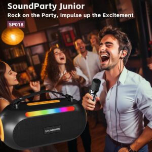 NexAura Karaoke Machine with 2 Wireless Microphones, Bluetooth 5.3 Portable Speaker, 30W Powerful Sound, Voice Changing Modes, USB Input, LED Lights, for Home & Outdoor Parties - Image 8