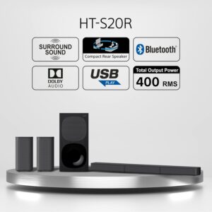 Sony HT-S20R Real 5.1ch Dolby Digital Soundbar for TV with subwoofer and Compact Rear Speakers, 5.1ch Home Theatre System (400W,Bluetooth & USB Connectivity, HDMI & Optical connectivity) - Image 1