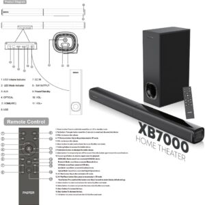 Faster XB7000 2.1 CH Home Theater Soundbar - 80W Output with Subwoofer - Deep & Thrilling Bass, Bluetooth, HDMI(ARC), Optical, AUX, USB, Remote & Wall Mounting - Perfect for TV, PC & Wide Screens - Image 5
