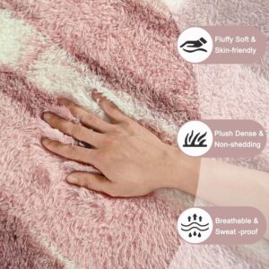5x7 Pink White Fluffy Soft Plush Striped Area Rugs for Girls Bedroom, Indoor Non Slip Washable Rug for Living Room Decor, Shaggy Carpets for Kids Room, Playroom, Nursery - Image 6