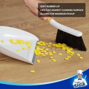 MR.SIGA Dustpan and Brush Set, Portable Cleaning Brush and Dustpan Combo with Bamboo Handle, White, 1 Set - Image 4