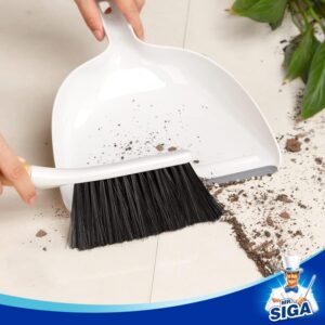 MR.SIGA Dustpan and Brush Set, Portable Cleaning Brush and Dustpan Combo with Bamboo Handle, White, 1 Set - Image 8