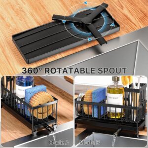 Cisily Sponge Holder for Kitchen Sink, Sink Caddy Organizer with High Brush Holder, Kitchen Countertop Organizers and Storage Essentials, Rustproof 304 Stainless Steel (Black, 9.25″) - Image 4