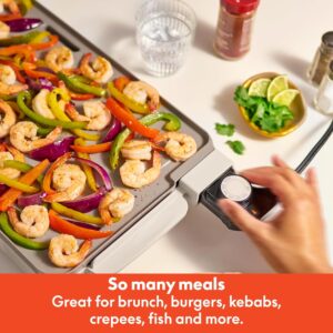 bella 10" x 20" Electric Griddle with Warming Tray, EverGood™ Ceramic Nonstick Coating & Removable Temperature Probe, Dishwasher-Safe Drip Tray & Cool Touch Handles, 1500 Watt, Oatmilk - Image 7