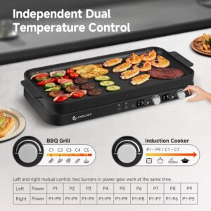 AMZCHEF Double Induction Cooktop with Removable Griddle Pan Non-stick, 1800W 2 burner Portable Induction Stove With Sensor Touch 9 Power Levels, 99 Min Timer, Black - Image 6