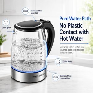 Megawise Electric Glass Kettle with Auto Shut-Off (1.8L) - Image 3