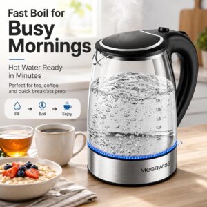 Megawise Electric Glass Kettle with Auto Shut-Off (1.8L) - Image 4