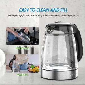 NISVITU 1.7L Dual Wall Cool Touch Electric Kettle, BPA-Free Borosilicate Glass Inner, PC Outer, 1500W Fast Boil Cordless Hot Water Boiler & Electric Tea Kettle, Keep Warm, Auto Shut-Off, Black - Image 8