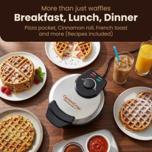 Elite Gourmet Belgian Waffle Maker with PFAS-Free CeramiCrisp™ Ceramic Nonstick Plates, Adjustable Browning Control, 1100W Heating, Power & Ready Indicator Lights, Vertical Storage, Stainless Steel - Image 6