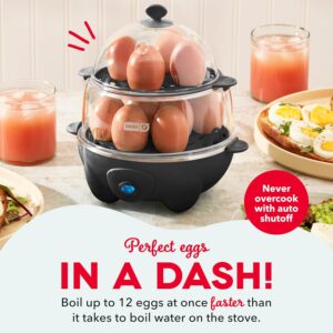Dash Deluxe Egg Cooker - Boiler, Poacher & Steamer - Includes Measuring & Recipe Guide - Dishwasher Safe - BPA Free - Holds 12 Eggs, Black - Image 2