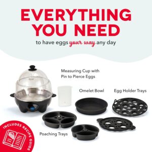 Dash Deluxe Egg Cooker - Boiler, Poacher & Steamer - Includes Measuring & Recipe Guide - Dishwasher Safe - BPA Free - Holds 12 Eggs, Black - Image 6