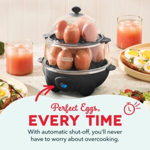 Dash Deluxe Egg Cooker - Boiler, Poacher & Steamer - Includes Measuring & Recipe Guide - Dishwasher Safe - BPA Free - Holds 12 Eggs, Black - Image 7