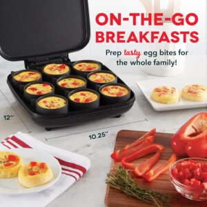 Dash Family Size Egg Bite Maker - Electric Egg Bite Maker with Non-Stick Silicone Cups - Space-Saving Design & Quick Cleanup - Make Sandwiches, Healthy Snacks & Desserts - 9 Servings, Black - Image 3