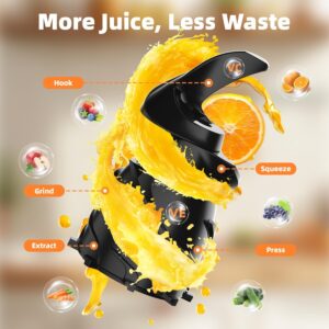 Godspeeds Juicer Machines with 5.8" Large Feed Chute, Slow Masticating Cold Press Juicer for Whole Fruits & Vegetables, Easy to Clean Design, High Juice Yield Home Juicer for Daily Wellness - Image 4
