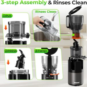 Godspeeds Juicer Machines with 5.8" Large Feed Chute, Slow Masticating Cold Press Juicer for Whole Fruits & Vegetables, Easy to Clean Design, High Juice Yield Home Juicer for Daily Wellness - Image 5