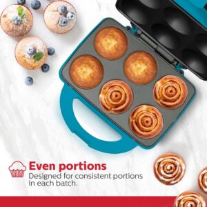Holstein Housewares Non-Stick 6-Count Electric Cupcake Maker Machine – Bakes 6 Cupcakes, Muffins, Pizza Cups, Cinnamon Buns – Perfect for Gifts, Birthdays, Holidays, or Bake Sales, Teal - Image 4