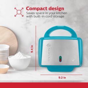 Holstein Housewares Non-Stick 6-Count Electric Cupcake Maker Machine – Bakes 6 Cupcakes, Muffins, Pizza Cups, Cinnamon Buns – Perfect for Gifts, Birthdays, Holidays, or Bake Sales, Teal - Image 7