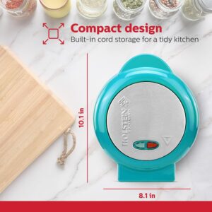 Holstein Housewares Stainless Steel 2 Section Omelet & Frittata Maker, Non Stick Coating, Easy To Clean, Indicator Lights, Compact Storage, Prepare Versatile Recipes in Minutes. 2 Portions, Teal - Image 3