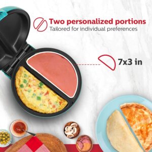 Holstein Housewares Stainless Steel 2 Section Omelet & Frittata Maker, Non Stick Coating, Easy To Clean, Indicator Lights, Compact Storage, Prepare Versatile Recipes in Minutes. 2 Portions, Teal - Image 5