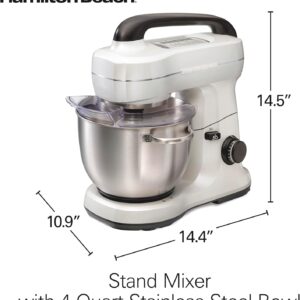 Hamilton Beach Electric Stand Mixer, 4 Quarts, Dough Hook, Flat Beater Attachments, Splash Guard, 7 Speeds with Whisk, Easy-Carry Top Handle, White - Image 3